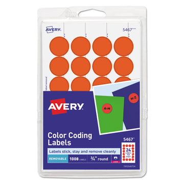 Avery® Printable Self-adhesive Removable Color-coding Labels, 0.75" Dia., Neon Red, 24-sheet, 42 Sheets-pack, (5467) freeshipping - TVN Wholesale